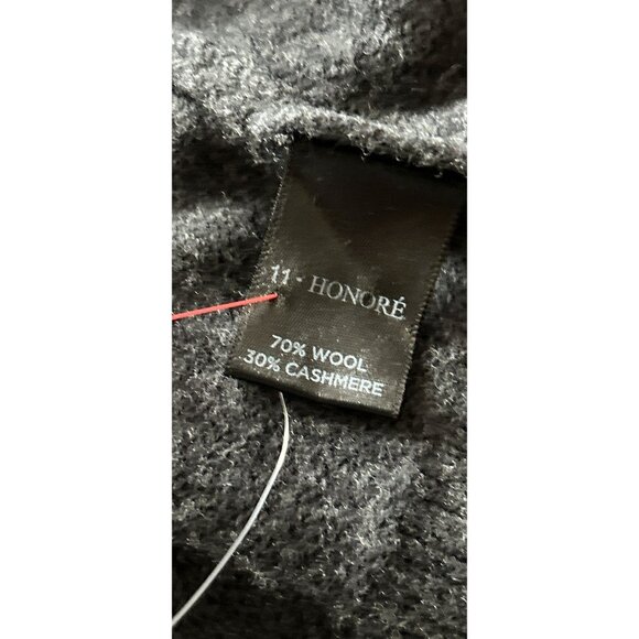 11 Honoré Womens Charcoal Gray Wool & Cashmere Open Front Long Cardigan Sweater - Picture 6 of 8